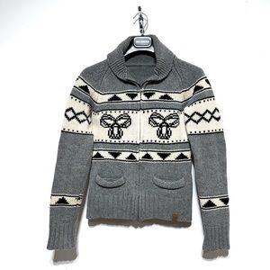 Aritzia TNA 100% Lambswool Gray Zip Up Cardigan Sweater Sz XS